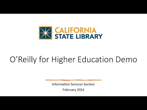 O’Reilly for Higher Education Live Demo Recording