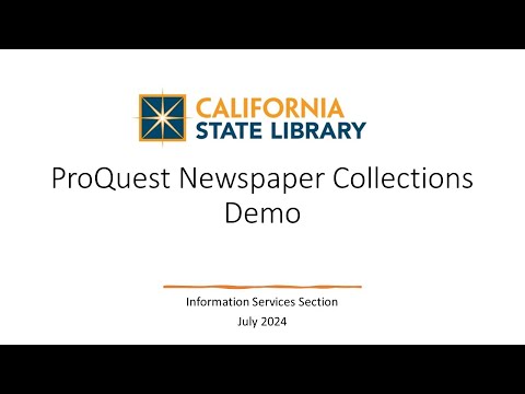 ProQuest Newspaper Collections Live Demo Recording